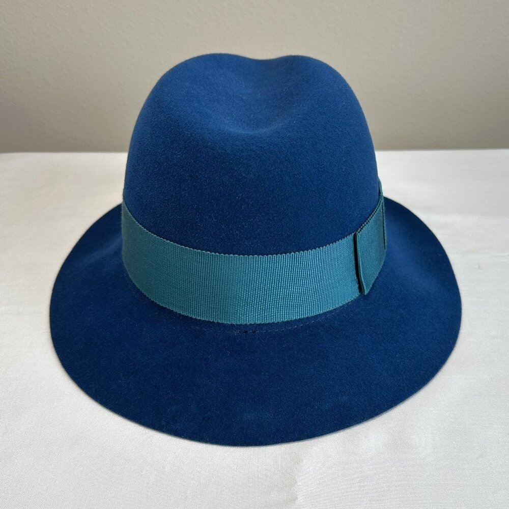 Helen Kaminski Rabbit Felt Fedora Hat Blue O/S - Picture 6 of 10